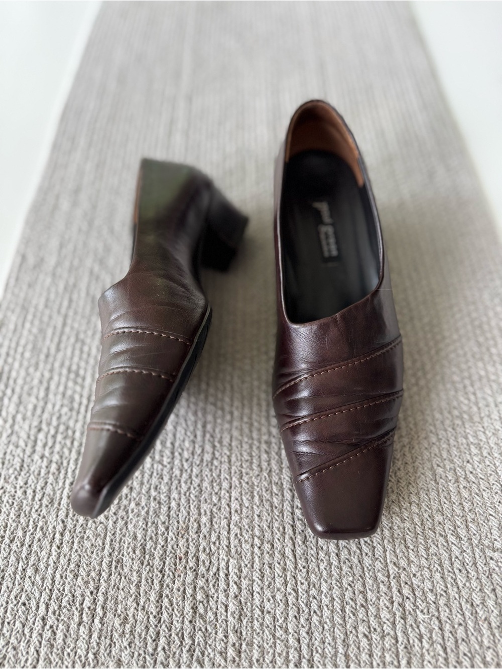 Vintage Paul Green Brown Pieced Leather Low Heels Fits Size 9-9.5 *READ*
